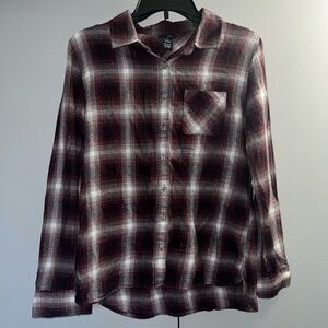 Rue21 | Maroon Flannel with Gold Glitter Stitching | Size M